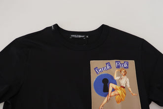 Black Sneak Peek Cotton Short Sleeve T-shirt Dolce & Gabbana