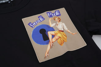 Black Sneak Peek Cotton Short Sleeve T-shirt Dolce & Gabbana