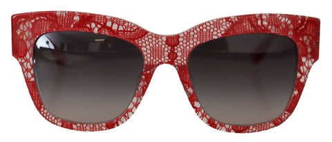Red DG4231F Lace Acetate Rectangle Shades Sunglasses Dolce & Gabbana