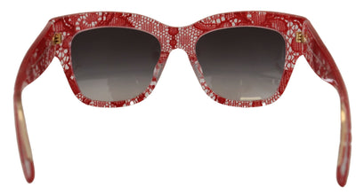 Red DG4231F Lace Acetate Rectangle Shades Sunglasses Dolce & Gabbana