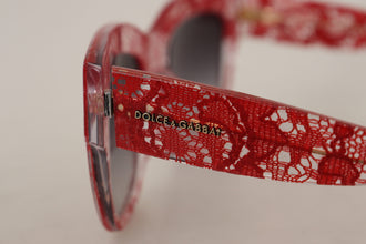 Red DG4231F Lace Acetate Rectangle Shades Sunglasses Dolce & Gabbana
