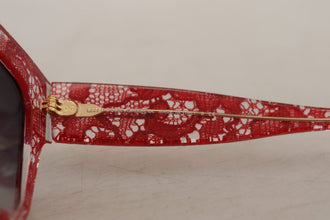 Red DG4231F Lace Acetate Rectangle Shades Sunglasses Dolce & Gabbana