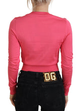 Pink Silk Cropped Crewneck Pullover Sweater Dolce & Gabbana