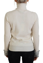 Ivory Turtleneck Distressed Cuff Pullover Sweater Dolce & Gabbana