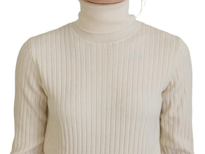 Ivory Turtleneck Distressed Cuff Pullover Sweater Dolce & Gabbana