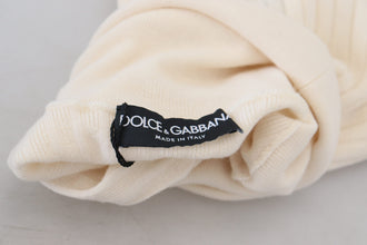 Ivory Turtleneck Distressed Cuff Pullover Sweater Dolce & Gabbana