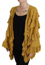 Gold Long Sleeves Ruffled Women Cardigan Sweater Aniye By