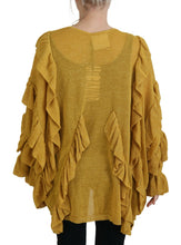 Gold Long Sleeves Ruffled Women Cardigan Sweater Aniye By