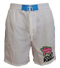 White Pink Logo Print Men Beachwear Shorts Swimwear Dsquared²