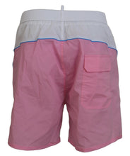 White Pink Logo Print Men Beachwear Shorts Swimwear Dsquared²