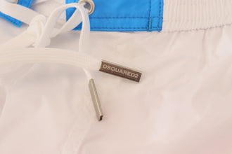 White Pink Logo Print Men Beachwear Shorts Swimwear Dsquared²