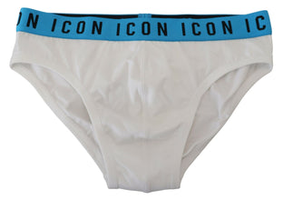 White Icon Logo Cotton Stretch Men Brief Underwear Dsquared²