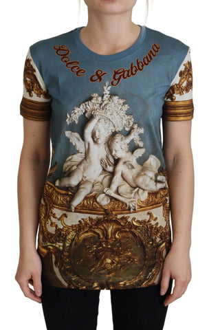 Multicolor DG Logo Angel Printed Shirt Top Dolce & Gabbana