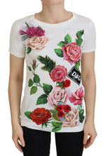 White Rose DGLogo Printed Short Sleeves Top Dolce & Gabbana