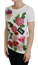 White Rose DGLogo Printed Short Sleeves Top Dolce & Gabbana