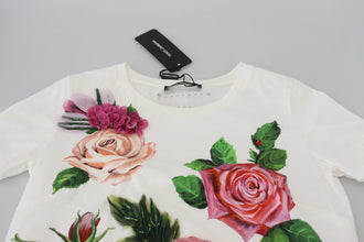 White Rose DGLogo Printed Short Sleeves Top Dolce & Gabbana