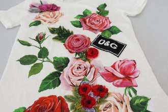 White Rose DGLogo Printed Short Sleeves Top Dolce & Gabbana