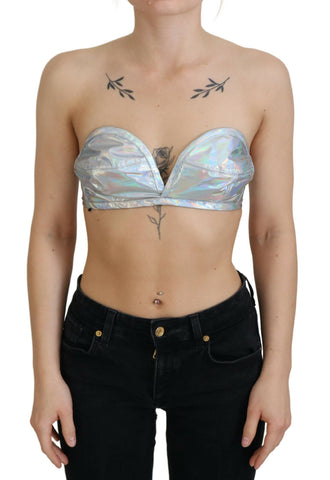 Silver Holographic Effect Bustier Brassiere Top Dolce & Gabbana