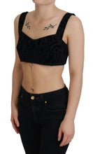 Black Leopard Cropped Bustier Corset Bra Top Dolce & Gabbana