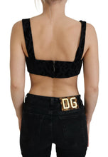 Black Leopard Cropped Bustier Corset Bra Top Dolce & Gabbana