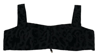 Black Leopard Cropped Bustier Corset Bra Top Dolce & Gabbana