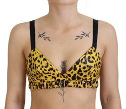 Yellow Leopard Cropped Bustier Corset Bra Top Dolce & Gabbana