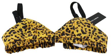 Yellow Leopard Cropped Bustier Corset Bra Top Dolce & Gabbana
