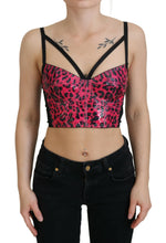 Pink Leopard Print Cropped Bustier Corset Top Dolce & Gabbana