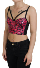 Pink Leopard Print Cropped Bustier Corset Top Dolce & Gabbana