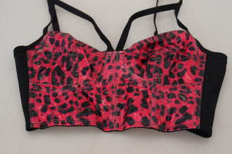 Pink Leopard Print Cropped Bustier Corset Top Dolce & Gabbana
