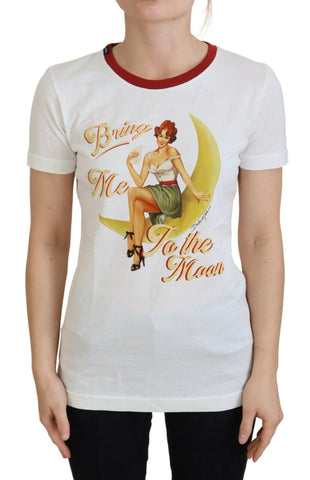 White Printed Short Sleeves Pullover Top Dolce & Gabbana