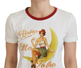 White Printed Short Sleeves Pullover Top Dolce & Gabbana