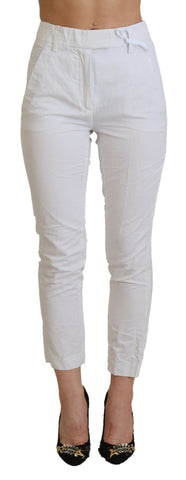 White High Waist Tapered Women Pants Dondup