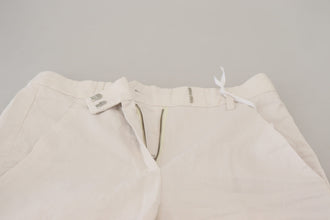White High Waist Tapered Women Pants Dondup