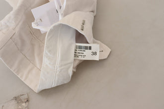 White High Waist Tapered Women Pants Dondup