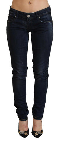 Blue Low Waist Slim Fit Women Denim Jeans Acht