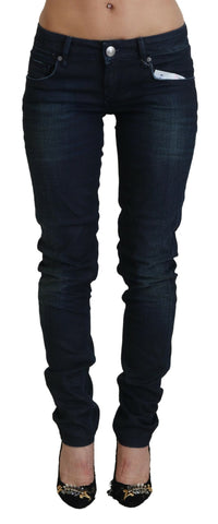 Blue Low Waist Slim Fit Women Denim Jeans Acht