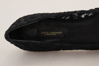 Black Taormina Lace Crystals Flats Shoes Dolce & Gabbana