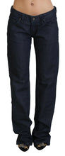 Dark Blue Low Waist Straight Fit Women Denim Jeans Exte