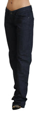 Dark Blue Low Waist Straight Fit Women Denim Jeans Exte