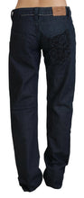 Dark Blue Low Waist Straight Fit Women Denim Jeans Exte