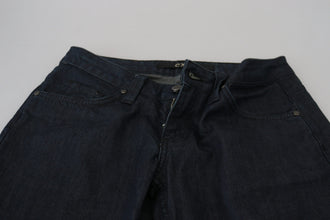 Dark Blue Low Waist Straight Fit Women Denim Jeans Exte