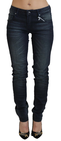 Blue Washed Low Waist Slim Fit Cotton Denim Jeans Acht