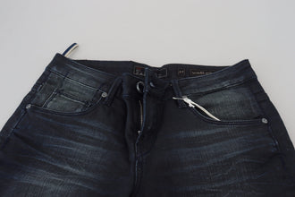 Blue Washed Low Waist Slim Fit Cotton Denim Jeans Acht