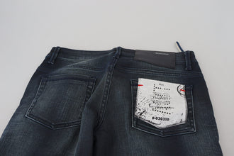 Blue Washed Low Waist Slim Fit Cotton Denim Jeans Acht