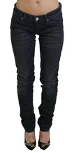 Black Washed Low Waist Slim Fit Cotton Denim Jeans Acht