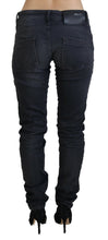 Black Washed Low Waist Slim Fit Cotton Denim Jeans Acht