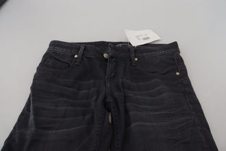 Black Washed Low Waist Slim Fit Cotton Denim Jeans Acht