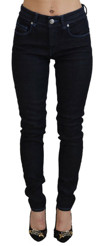 Dark Blue Low Waist Slim Fit Women Denim Jeans Acht