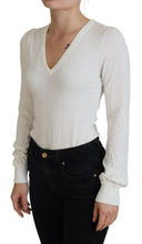 Ivory V-Neck Long Sleeves Women Blouse Top Patrizia Pepe